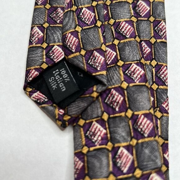 Villa Bugatti Italian Silk Tie EUC in gray and purple - Picture 7 of 7